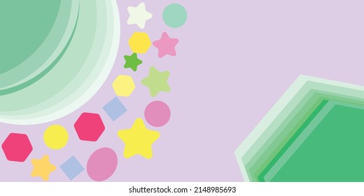 Modern background decorated with various basic shapes, with green gradations