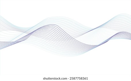 Modern background design. Curved wavy line. Seamless wave pattern glowing science flowing line graphic template