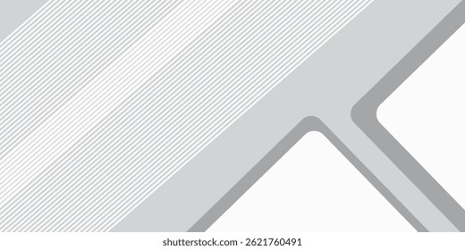 Modern background design with diagonal line pattern in grey colour. Vector white horizontal template for business banner abstract modern design