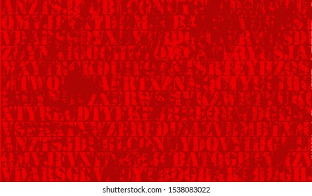 Modern background with design of letters on red backdrop.