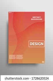 Modern background design for posters, baners or magazines with wavy abstract lines and orange gradient, deisgned in a4 format in minimalism style. Creative cover design. Eps 10 vector