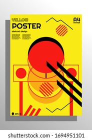 Modernes Hintergrunddesign mit roten, gelben und schwarzen Farben für die Aufmerksamkeit, entworfen in A4-Größe für Poster, Banner, Titel usw. 3D-Effekt und Goblet. EPS10-Vektorillustration