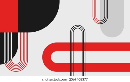 Modern background design template with red shapes