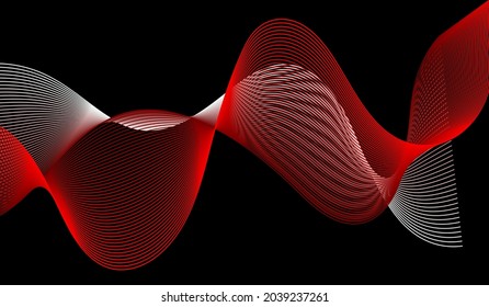 Modern background design. White and Red curve in black background. 