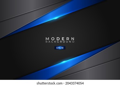Modern Background Diagonal Overlapped Metallic Glossy Blue and Grey