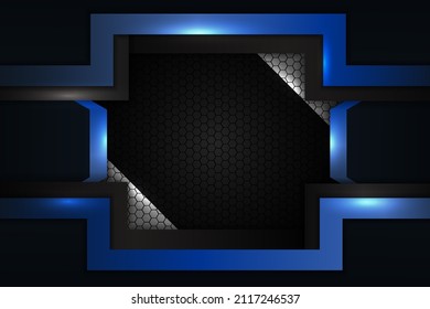 Modern background diagonal overlapped shape with blue and black and white gradient