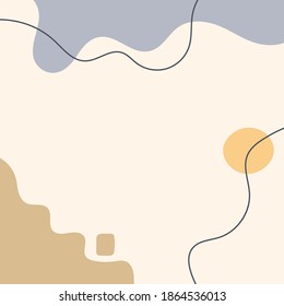 Modern background with different shapes drawn by hand. Square abstract template. Simple vector illustration.