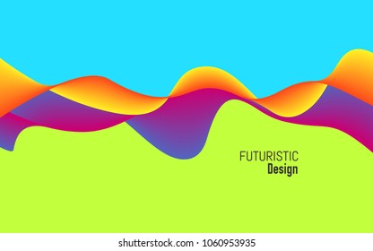 Modern background with dynamic effect. Bright design with trendy colors. Colorful concept for website, poster, presentation. Yellow and violet waves. Vector illustration.