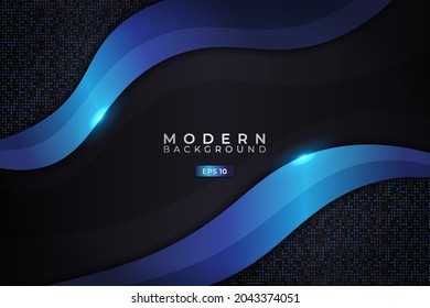 Modern Background Dynamic Overlapped Layer Glowing Blue with Glitter