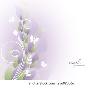 Modern Background with Flowers and Butterflies.