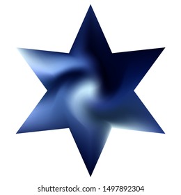 Modern background in the form of hexagram. Trendy soft color polygon. Cult sacred religious symbol. Blue fluid colorful gradient shape for your mobile app and screens.