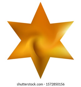 Modern background in the form of hexagram. Trendy soft color hexagon. Cult sacred religious symbol. Orange fluid colorful gradient shape for your mobile app and screens.