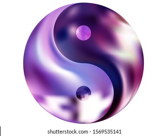 Modern background in the form of yin yang. Creative original liquid theme. Trendy soft color logo. Violet fluid colorful gradient shape for your mobile app and screens.