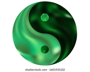 Modern background in the form of yin yang. Trendy soft color logo. Buddhist original liquid theme. Green fluid colorful gradient shape for your mobile app and screens.
