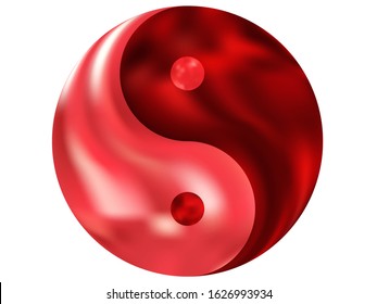Modern background in the form of yin yang. Cool original liquid theme. Trendy soft color backdrop. Red fluid colorful gradient shape for your mobile app and screens.