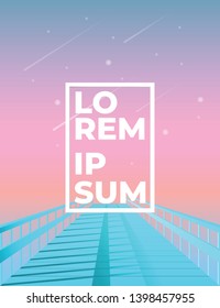 Modern background with frame at the end of blue pier poster template with cool gradient