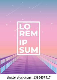 Modern background with frame at the end of purple pier poster template with cool gradient