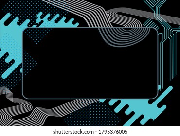 Modern background - a frame in the form of a smartphone display with abstract patterns in the style of electronics. Vector illustration