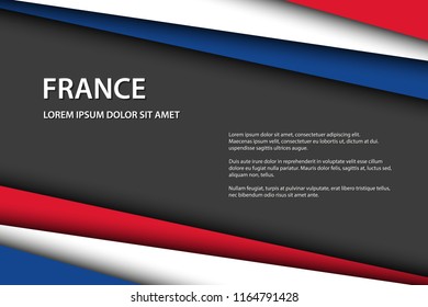 Modern background with French colors and grey free space for your text, Made in France, vector overlayed sheets of paper in the look of the French flag