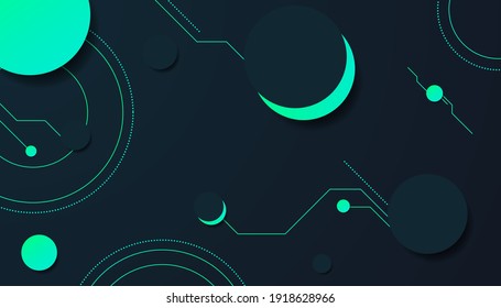 Modern Background Futuristic Circuit Shape. Green Cyan Colors.