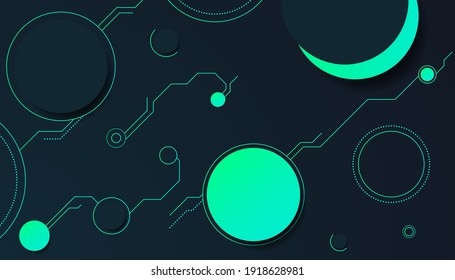 Modern Background Futuristic Circuit Shape. Green Cyan Colors.
