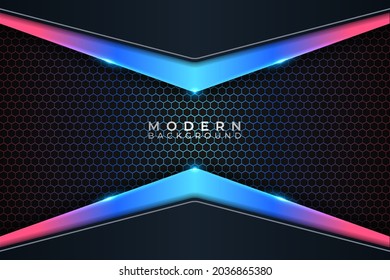 Modern Background Futuristic Colorful Glow Neon with Dark Hexagon Effect