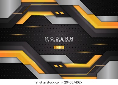 Modern Background Futuristic Technology 3D Realistic Diagonal Yellow Metallic