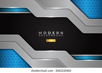 Fondo moderno Tecnología futurista azul con metal plateado brillante