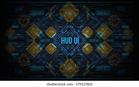 Modern Background with futuristic user interface. Electronic computer hardware technology. Motherboard digital chip. Integrated communication processor. Information engineering component.