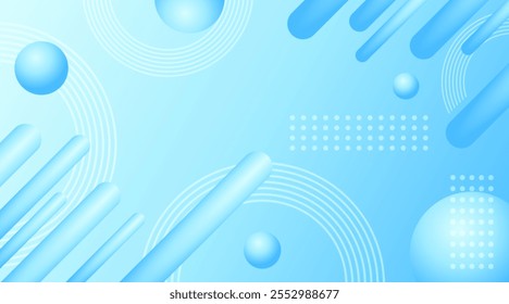 Modern background geometric bright blue round memphis style