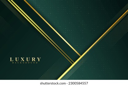 Modern background, geometric, dark green gradation, gold elements, luxury