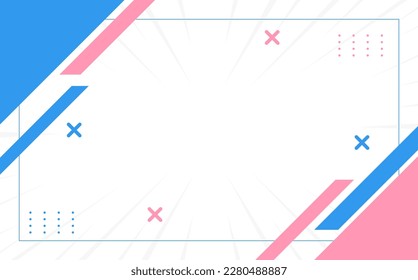Modern background. Geometric effect, memphis style, lines, blue and pink color.