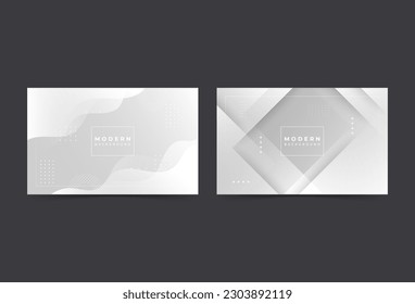Modern background geometric gray and white gradations elegant abstract waves 2 sets of collection