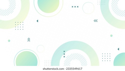 Modern background. geometric style, circle lines, green and yellow gradations, halftone memphis