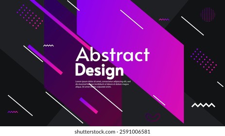 Modern background with geometry shapes. Gradient colorful lines with dark backdrop. Vector illustration. 