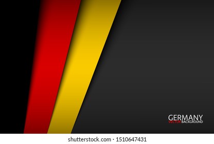 Modern background with German colors and grey free space for your text, Made in Germany, vector overlayed sheets of paper in the look of the German flag