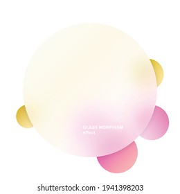 Moderner Hintergrund mit Glassmorphismus, Vektoreffekt. Transparentes Glaskartendesign. Glassmorphismus Trendstil. Abstrakter Banner mit farbigen, weißen Kreise mit unscharfem und schattenhaftem Hintergrund. Vektorgrafik.