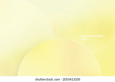 Modern background with glass morphism vector effect. Transparent glass card design. Glassmorphism trend style. Abstract banner with colored, white circles with blur and shadows. Vector illustration.