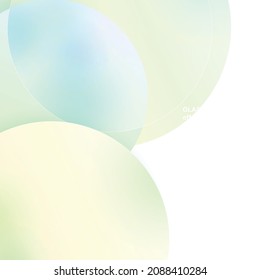 Modern background with glass morphism vector effect. Transparent glass card design. Glassmorphism trend style. Abstract banner with colored, white circles with blur and shadows. Vector illustration.
