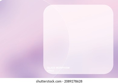 Modern background with glass morphism vector effect. Transparent glass card design. Glassmorphism trend style. Abstract banner with colored, white circles with blur and shadows. Vector illustration.