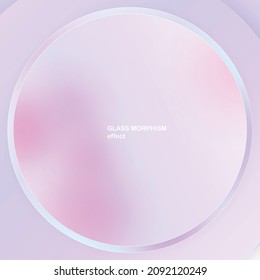 Moderner Hintergrund mit Glassmorphismus, Vektoreffekt. Transparentes Glaskartendesign. Glassmorphismus Trendstil. Abstrakter Banner mit farbigen, weißen Kreise mit unscharfem und schattenhaftem Hintergrund. Vektorgrafik.