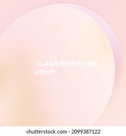 Modern background with glass morphism vector effect. Transparent glass card design. Glassmorphism trend style. Abstract banner with colored, white circles with blur and shadows. Vector illustration.
