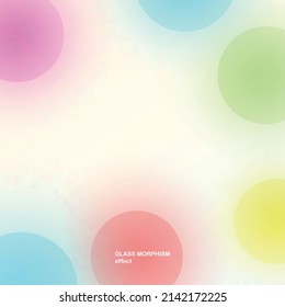 Fondo moderno con efecto vector de morfismo de vidrio. Diseño transparente de una tarjeta de vidrio. Estilo de tendencia del glasmorfismo. Pancarta abstracta con círculos blancos de colores, borrosos y sombras. Ilustración vectorial.