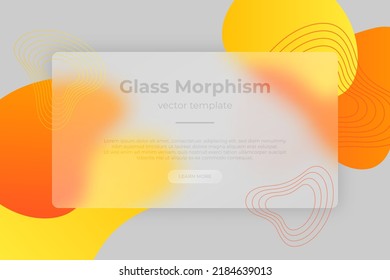 Modern background with glass morphism vector effect. Glassmorphism trend style. Abstract web banner with multi colored shapes.