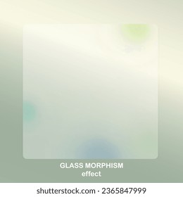 Modern background with glass morphism vector effect. Transparent glass card design. Glassmorphism trend style. Abstract banner with colored, white circles with blur and shadows. Vector illustration.