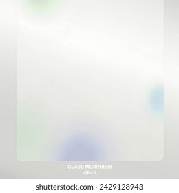 Modern background with glass morphism vector effect. Transparent glass card design. Glassmorphism trend style. Abstract banner with colored, white circles with blur and shadows. Vector illustration.