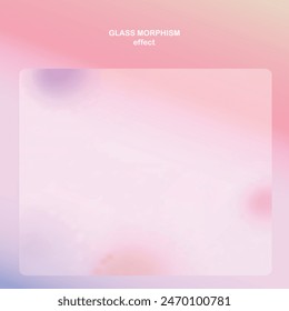 Modern background with glass morphism vector effect. Transparent glass card design. Glassmorphism trend style. Abstract banner with colored, white circles with blur and shadows. Vector illustration.