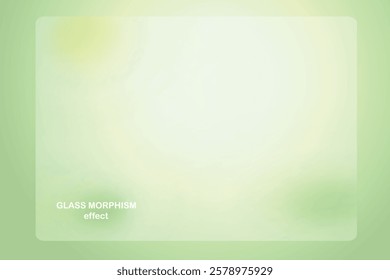 Modern background with glass morphism vector effect. Transparent glass card design. Glassmorphism trend style. Abstract banner with colored, white circles with blur and shadows. Vector illustration.