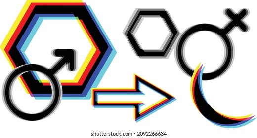 Fondo moderno con símbolos rayados .Composición de diseño vectorial con varias formas geométricas borrosas . Resumen 