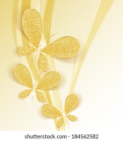 Modern Background With Gold Butterflies As A Jewel